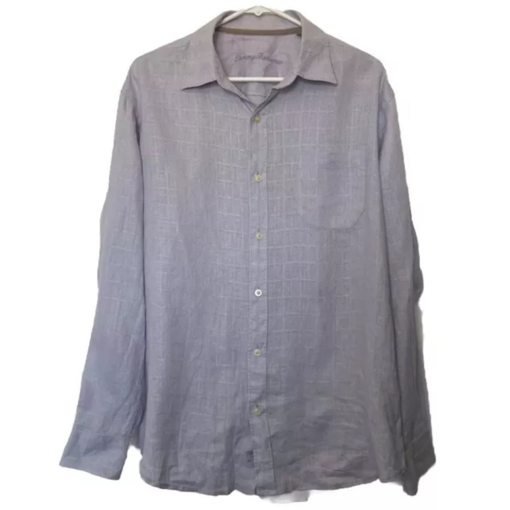 Tommy Bahama Men’s Long Sleeve Button Front Shirt Size Medium Lilac Linen Summer